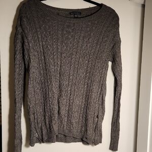 merican Eagle Women's Cable Knit Sweater - Gray